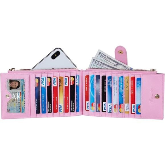 RFID Wallet Women Bifold Multi Card Wallet Pink - Picture 3 of 5